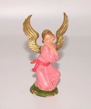 VTG Fontanini Christmas Nativity Angel Kneeling Figure Depose Italy 18 Pink 4.5"