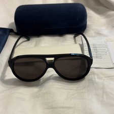 Gucci Oversized Black Aviator Sunglasses Gray Tinted Plastic Lens