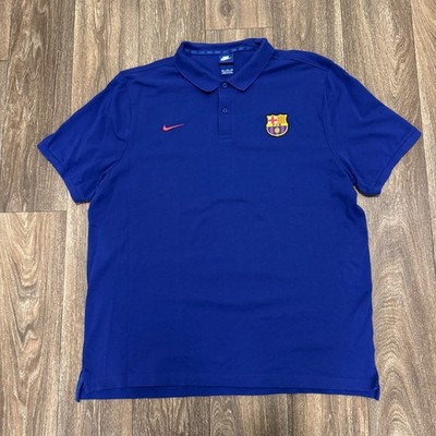 新品NIKE FC Barcelona アクアブルー シャツUSサイズXL Nike FC Barcelona 2016/2017 Polo Shirt Men's XXL Blue Soccer Crest