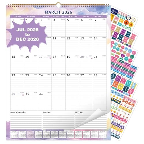 2025 Wall Desk Calendar Large with Spiral Bound, 18 Month Big Large Moire - Picture 2 of 7