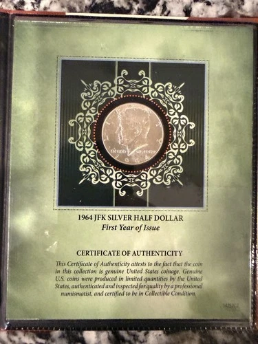 1964 50C Kennedy Half Dollar In Commemorative Book