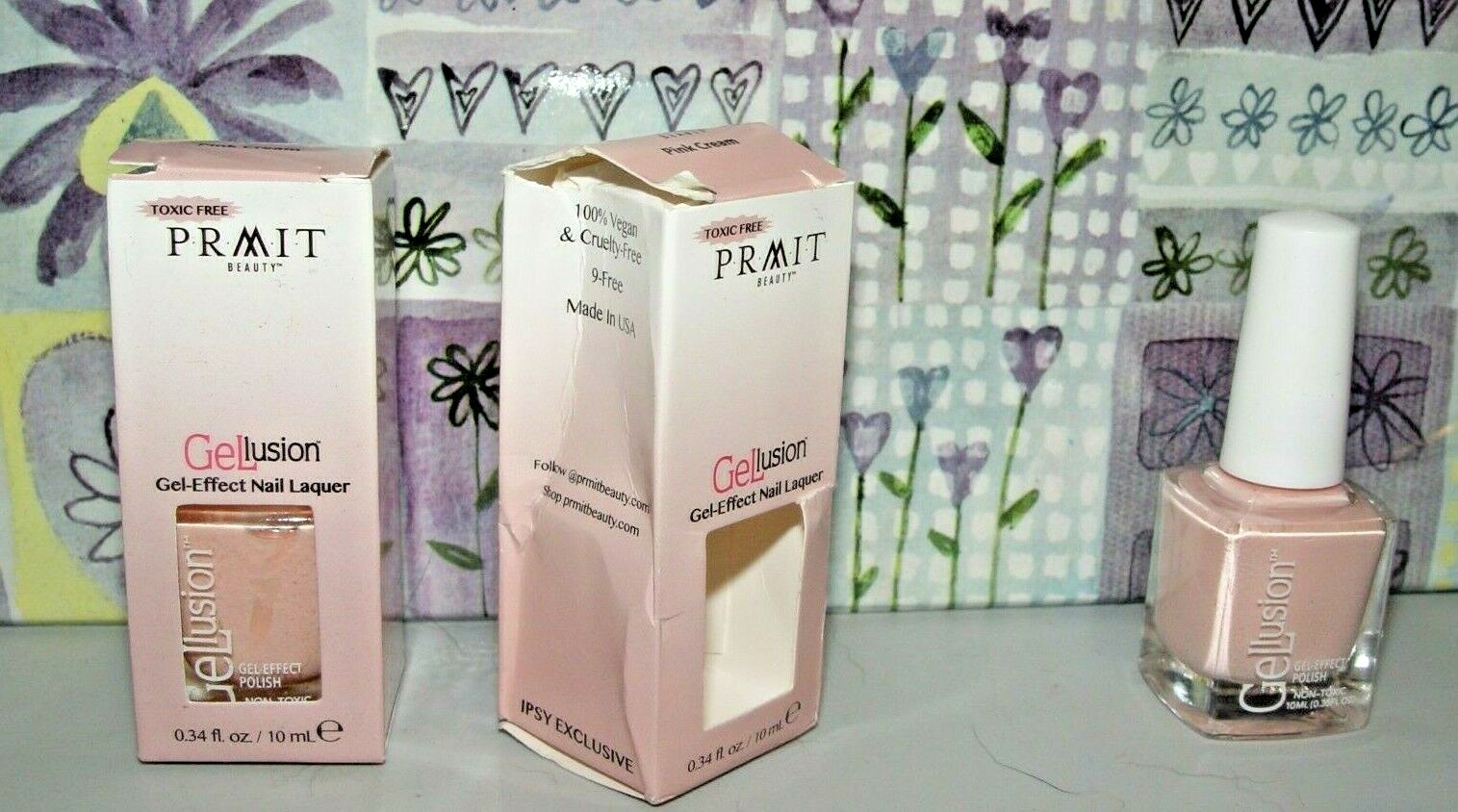 2 PRMIT Beauty Gellusion Gel Effect Nail Laquer Polish Pink Cream 10ml  Vegan 