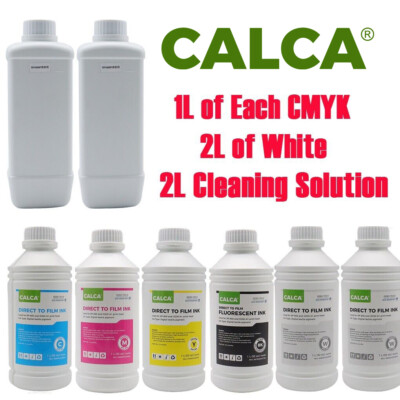 CALCA Direct to Transfer DTF Transfer Refill Ink CMYK/2L White Cleaning Solution