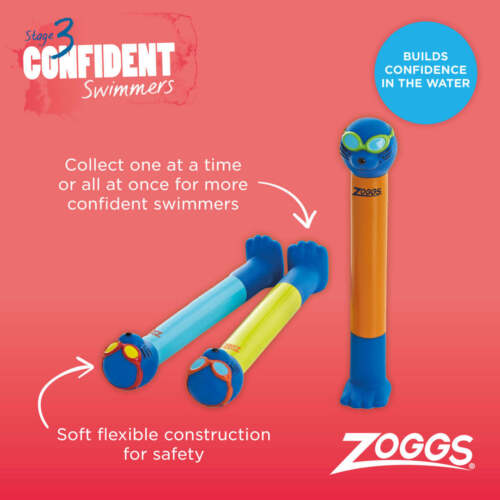 Zoggs Swimming Pool Dive Sticks Game / Toy Underwater Zoggy Swim Sea Beach Kids - Picture 2 of 2