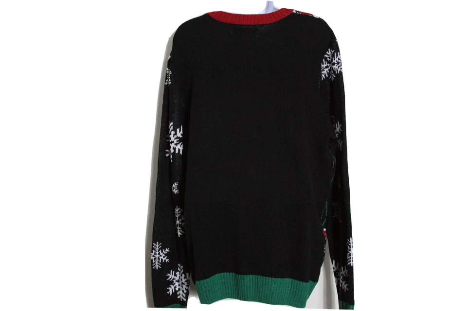 Ugly Holiday Sweater Unisex Size Large Santa Thumbs Up Snowflakes Christmas - Image 2 of 4
