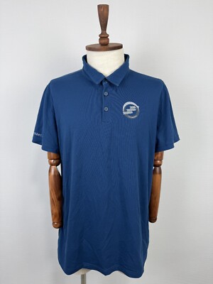 Mammut Swiss Design Blue Outdoor Short Sleeve Stretch Men's Polo Shirt Sz XL