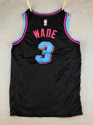 Miami Heat Wade #3 Jersey Men's Size 48 Black Sleeveless Nike NBA