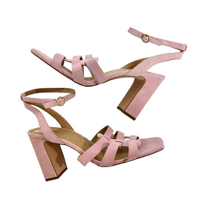 Ann Taylor Annetta Sandals Size 10 Huarache Heeled Chunky Block Heel Suede Lilac