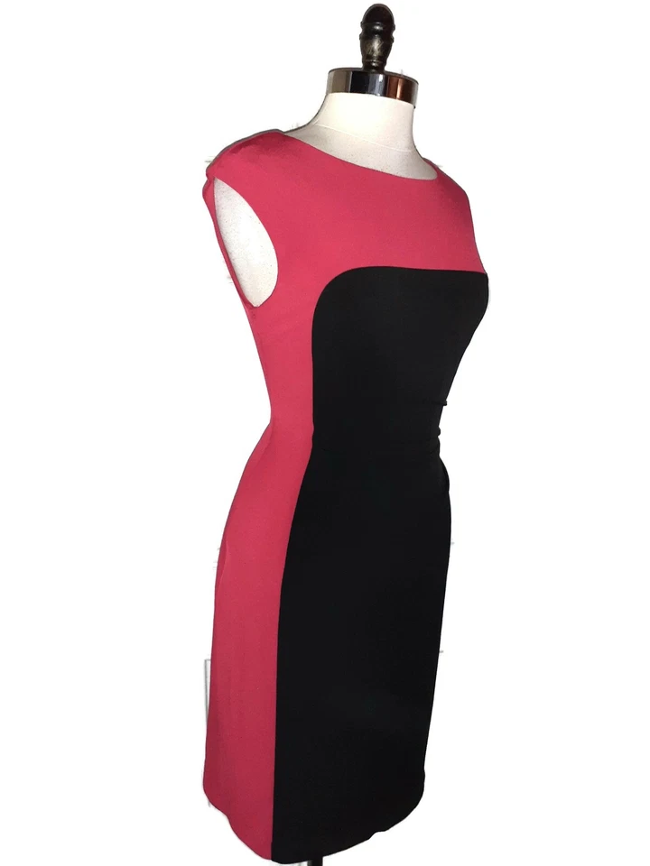Vestido Vaina CONNECTED Talla 10 Rojo Negro Sin Mangas Hasta la Rodilla Tejido Elástico Foto 2 de 4