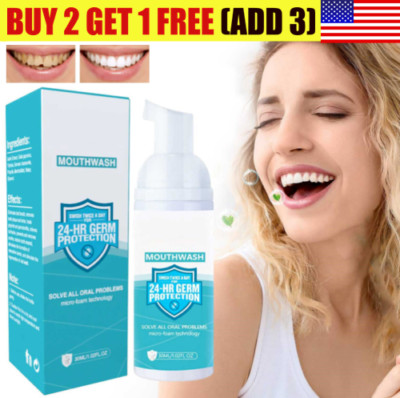 Teethaid Mouthwash, Mint Teeth Whitening Foam Mousse Stain Remove 30ml/1oz US