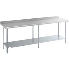 24"W x 96"L Stainless Steel Prep and Work Restaurant Table with Backsplash