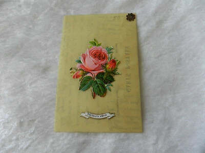CPA carte postale Meilleurs Voeux en relief en celluloïd Fleurs Rose début 1900 - Photo 1/2