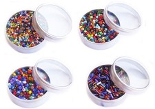 Over 6,000 beads Glass Seed Bead Beading Kit Packed in Metal Cans Asstd colors