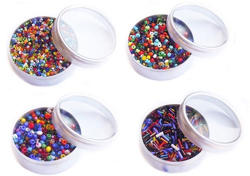 Over 6,000 beads! Glass Seed Bead Beading Kit Packed in Metal Cans Asstd colors - Picture 1 of 5