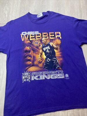 Vintage 90s Chris Webber Sacramento Kings Basketball Graphic Tee Shirt Sz XL VTG