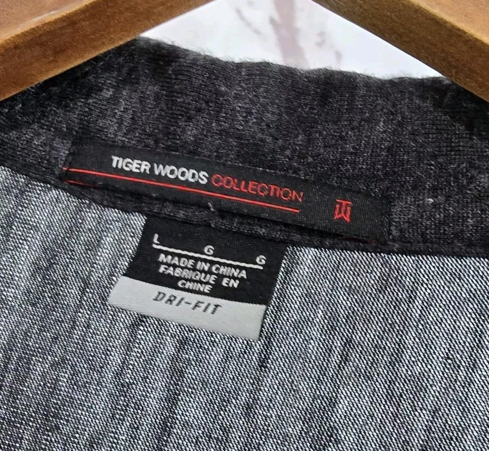 Nike Tiger Woods Shirt Mens Large Gray Merino Wool Polo Long Sleeve Argyle - Image 3 of 4