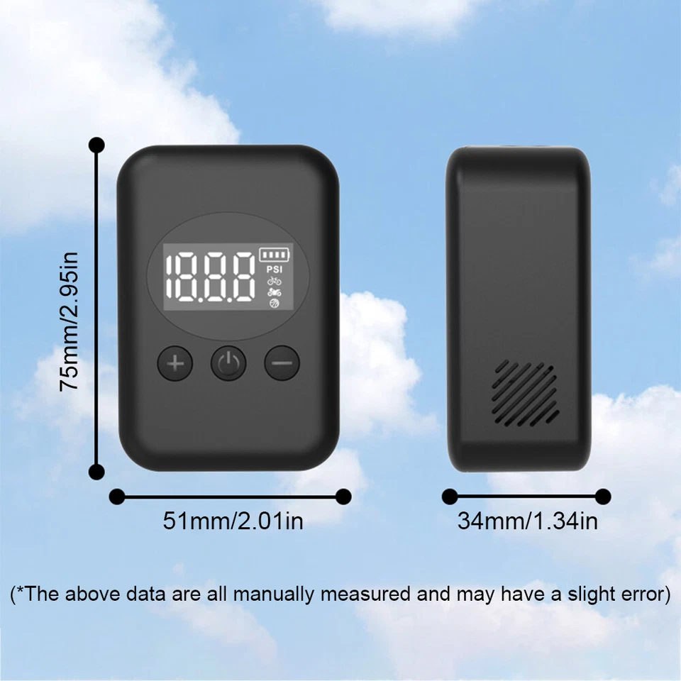 Bomba de Aire Eléctrica 150PSI Portátil Bicicleta Recargable Compresor Inflador de Neumáticos Foto 2 de 4