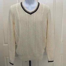 NEW wTag-Ben Sherman Ivory Standard Fit Knit V-neck Sweater S