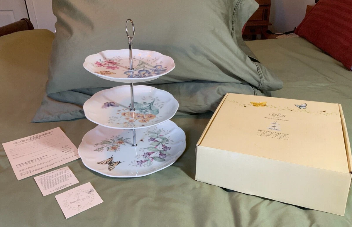 LENOX 3 TIERED SERVER. BUTTERFLY MEADOW. IN ORIGINAL BOX eBay