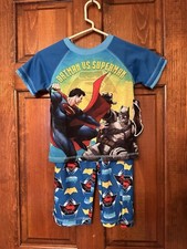 Justice League Batman Vs. Superman Boys Blue 2 Piece Pajama Set Size 4/5