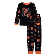 Spiderman Halloween Pajamas Boy Size 4 6 8 10 12 Set Marvel Shirt Pants Girl NWT