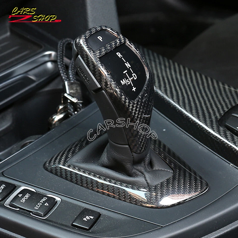 Cubierta de perilla de engranaje interior de fibra de carbono real para BMW F20 F21 F15 F16 F30 F32 Foto 2 de 4