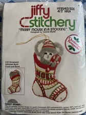 New jiffy stitchery  Merry Mouse In A Stocking  ornament Kit. By Sunset Designs