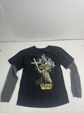 Star Wars Vintage Clone Wars Long Sleeve T Shirt Black And Gray Youth L