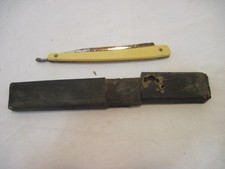 OLD VINTAGE HIGH ART WILBERT CUTLERY CO. CHICAGO STRAIGHT KNIFE SHAVING + CASE