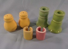 Vtg Ceramic Child's Table Setting Candle  Napkin Holders Salt  Pepper Shakers