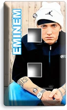EMINEM RAP SINGER WHITE HAT SINGER LIGHT SWITCH WALL PLATE OUTLET ROOM ART DECOR