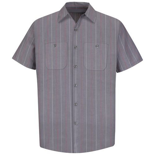 Red Kap Work Shirt Poplin Stripe 2 Pocket Men's Industrial Uniform - Picture 12 of 24