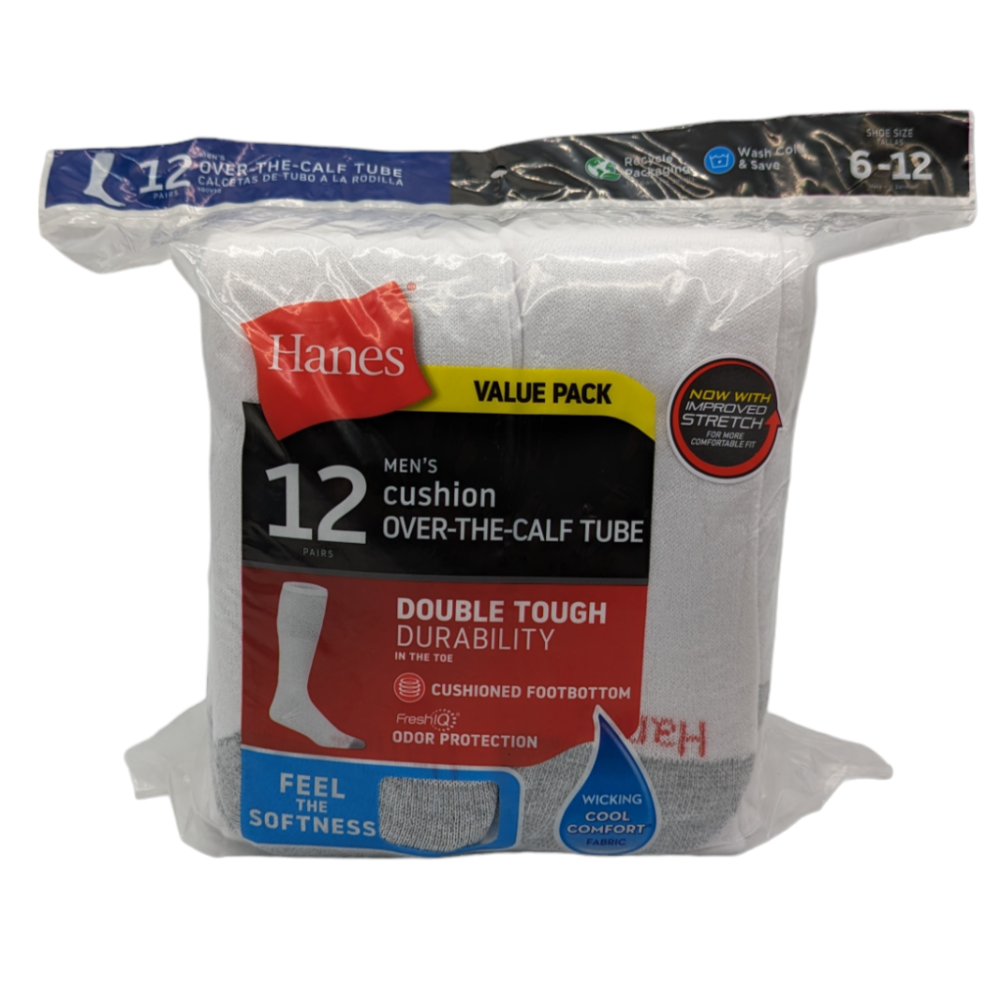 Hanes Men's Over The Calf Tube Socks 12Pair Size 612 eBay