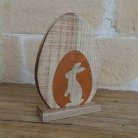 Osterdeko FrüHlingsdeko Ei Mit Hase 25Cm Osterei Holz Metall Rost 6476