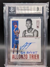 2018 Panini Encased Red Allonzo Trier Scripted Signature "Go Knicks" /25 BGS 9