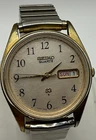 Vintage Seiko 4 jewel mens day/date watch, has age/wear, tested and runs good