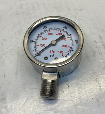 WESTWARD 2'' Stainless Steel Pressure Gauge (0 - 1000 psi) 1/4 NPT Bottom Mount