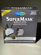 Farnam SuperMask Horse Fly Mask Yearling Hunter Green Gray NIB Classic One Mask
