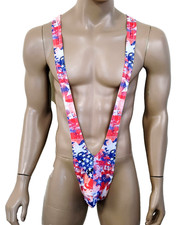 Ropa interior para hombre Mankini Borat Racer espalda talla única estampado patriótico 4 de julio