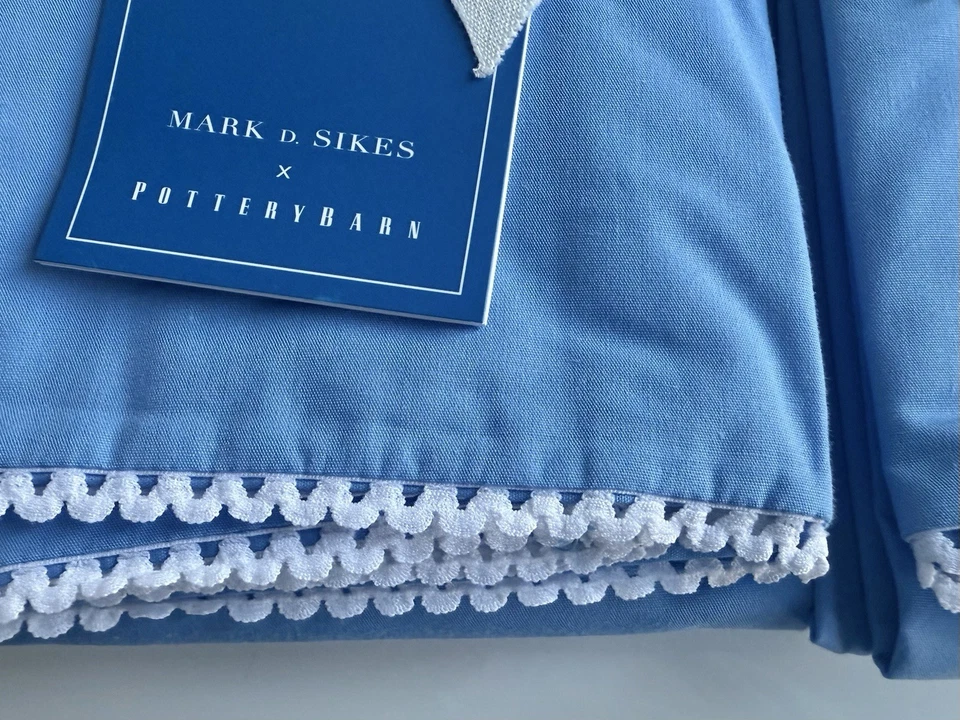 Juego de 4 fundas de almohada Pottery Barn Mark D Sikes azul francés tamaño estándar, nuevas con etiquetas Foto 2 de 4