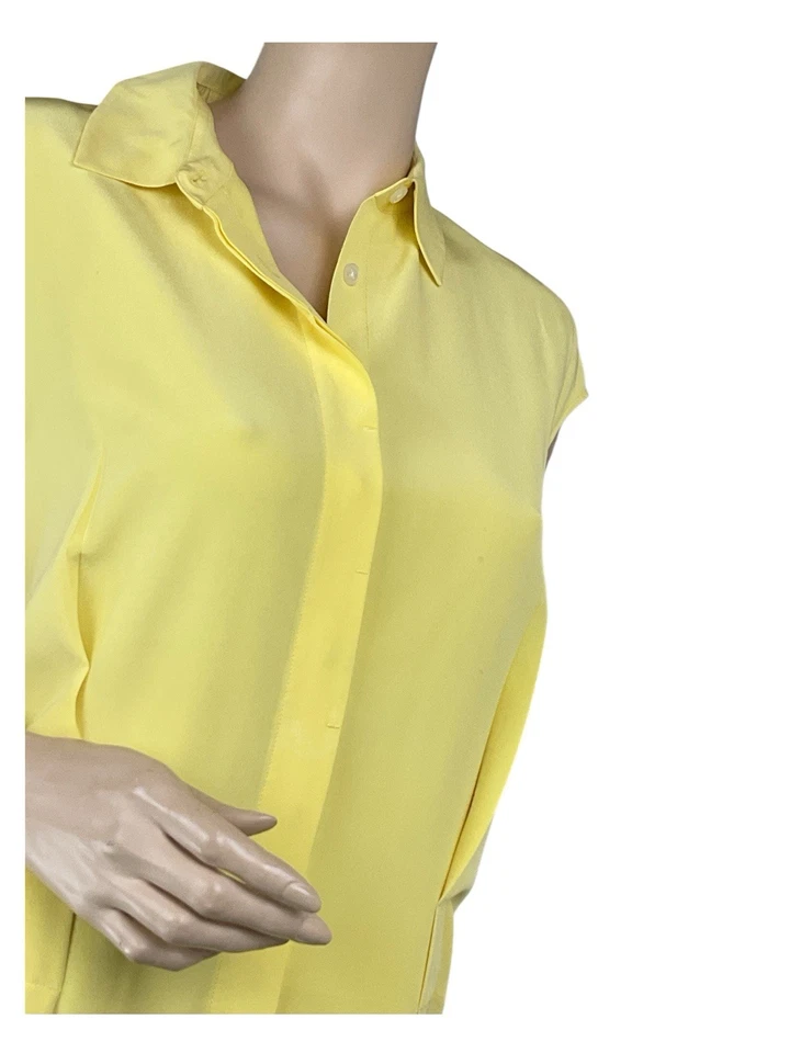 $395 Vestido camisero de seda manga gorra limón Gigi TORY BURCH talla 8 Foto 3 de 4