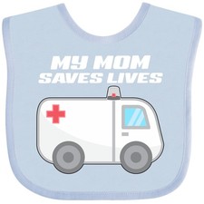 Inktastic My Mom Saves Lives- Ambulance Baby Bib Occupations Emt Kids Mother