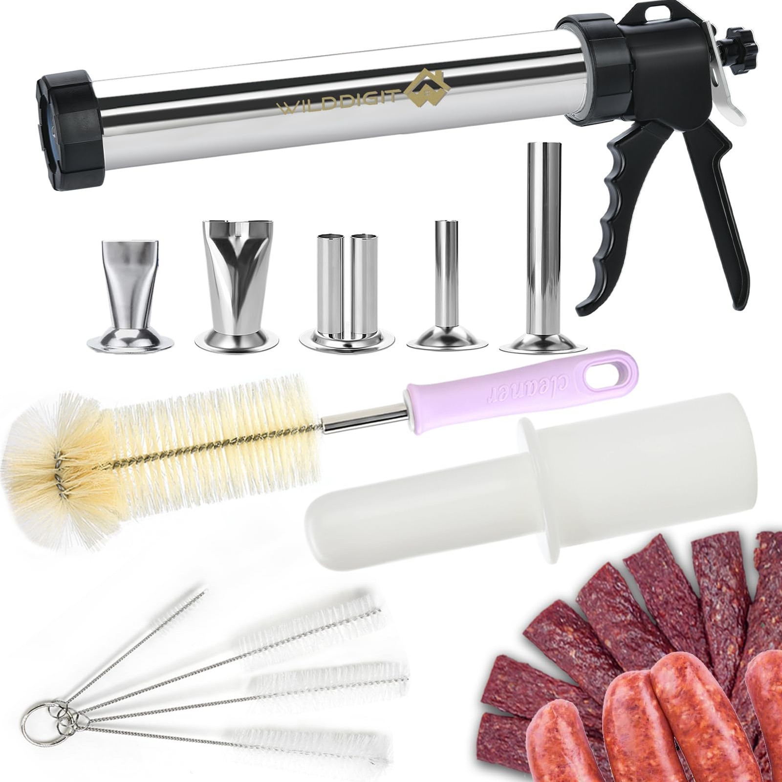WILDDIGIT Professional Beef Jerky Gun Kits, Stainless Steel 1.4, Silver