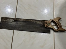 Vintage Warranted Superior 16" Backsaw Miter Box Square Edge Saw Wood Handle