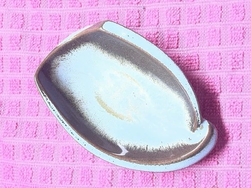 Frankoma Christmas Decorative Brown Ceramic Ashtray Abstract 1959 Glossy