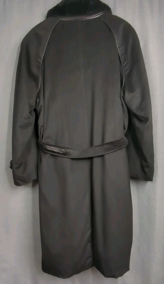 Brioni Para Hombres 56 Negro Cachemira Bremberg Cuero Seda Cuello de Piel Extraíble + Forro Foto 2 de 4