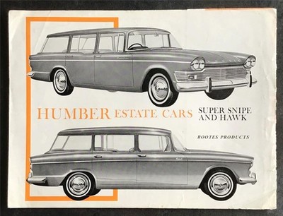 HUMBER SUPER SNIPE & HAWK ESTATE CARS Sales Brochure 1964-65 #1104/H