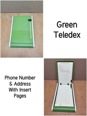 Grüner Teledex - Made in Japan. Telefonnummer & Adresse mit Einsteckseiten