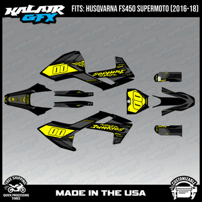 Graphics Kit for Husqvarna FS450 Supermoto (2016-2018) Rugged-YELLOW-SHIFT