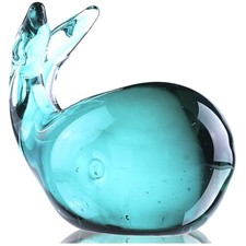 Cute Blown Glass Whale Sculpture - Aquarium Paperweight